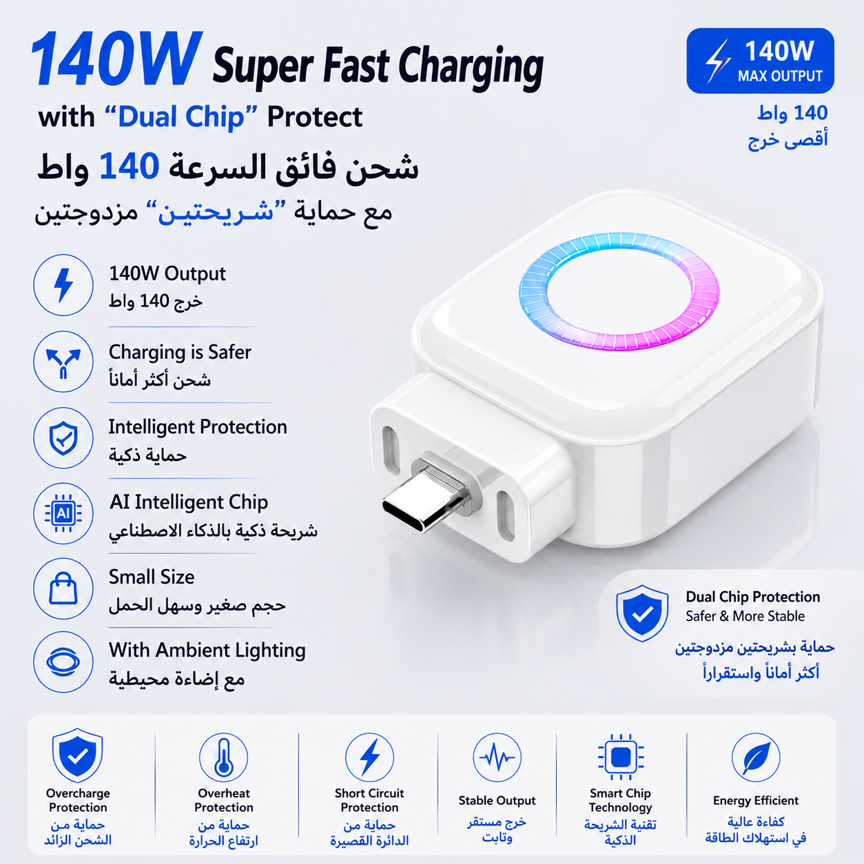 Auto Eject Charger 140W ⚡|| ⚡  شاحن الفصل التلقائي 140 واط
