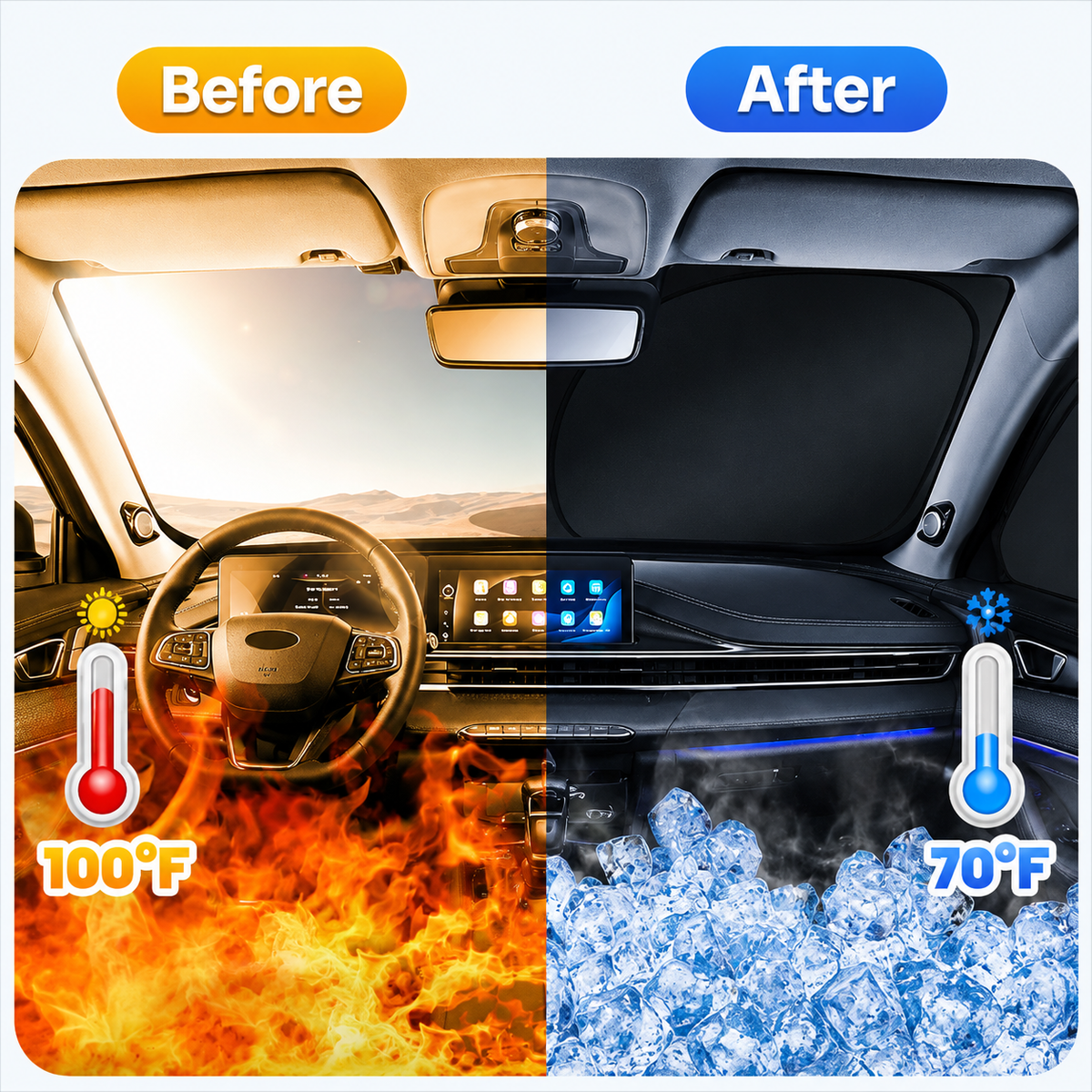 Premium Car Umbrella Sun Shade – Foldable Windshield Protector Against Heat & Sunlight 🚗