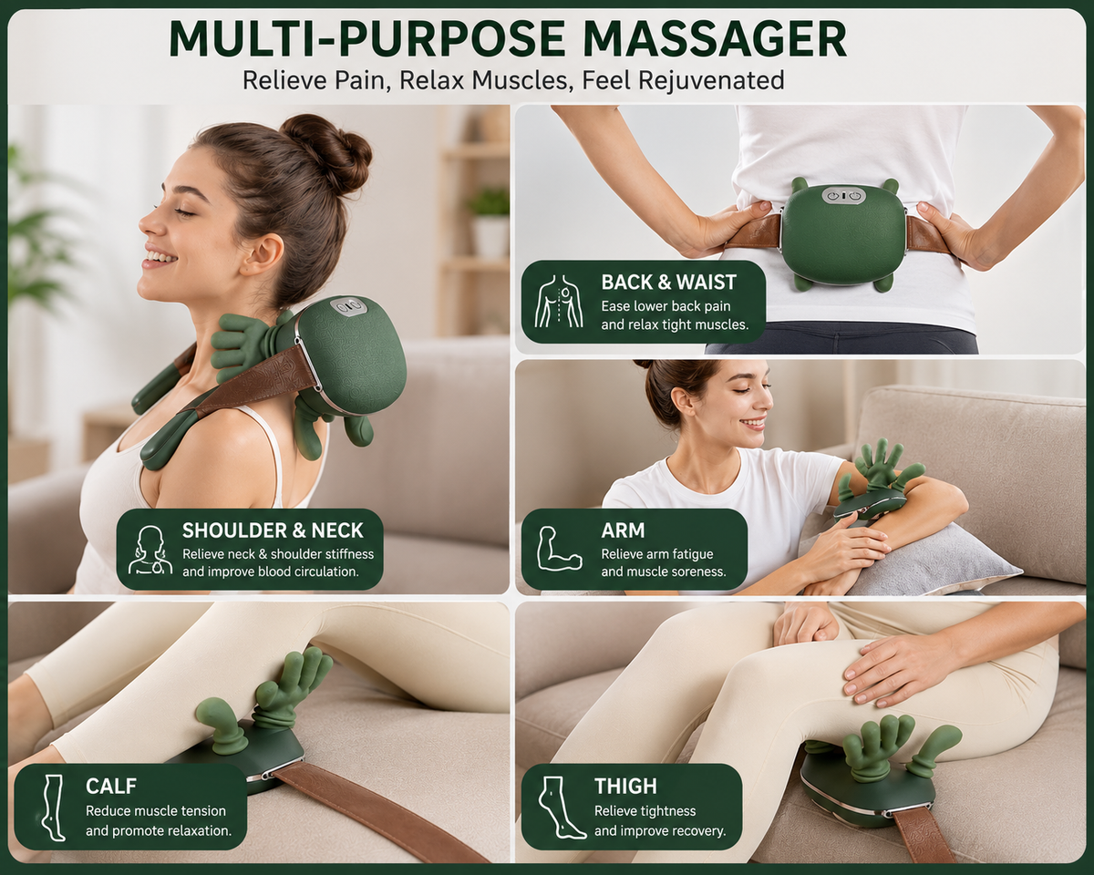 Portable Neck, Shoulder & Lower Back Massager with 3 Modes