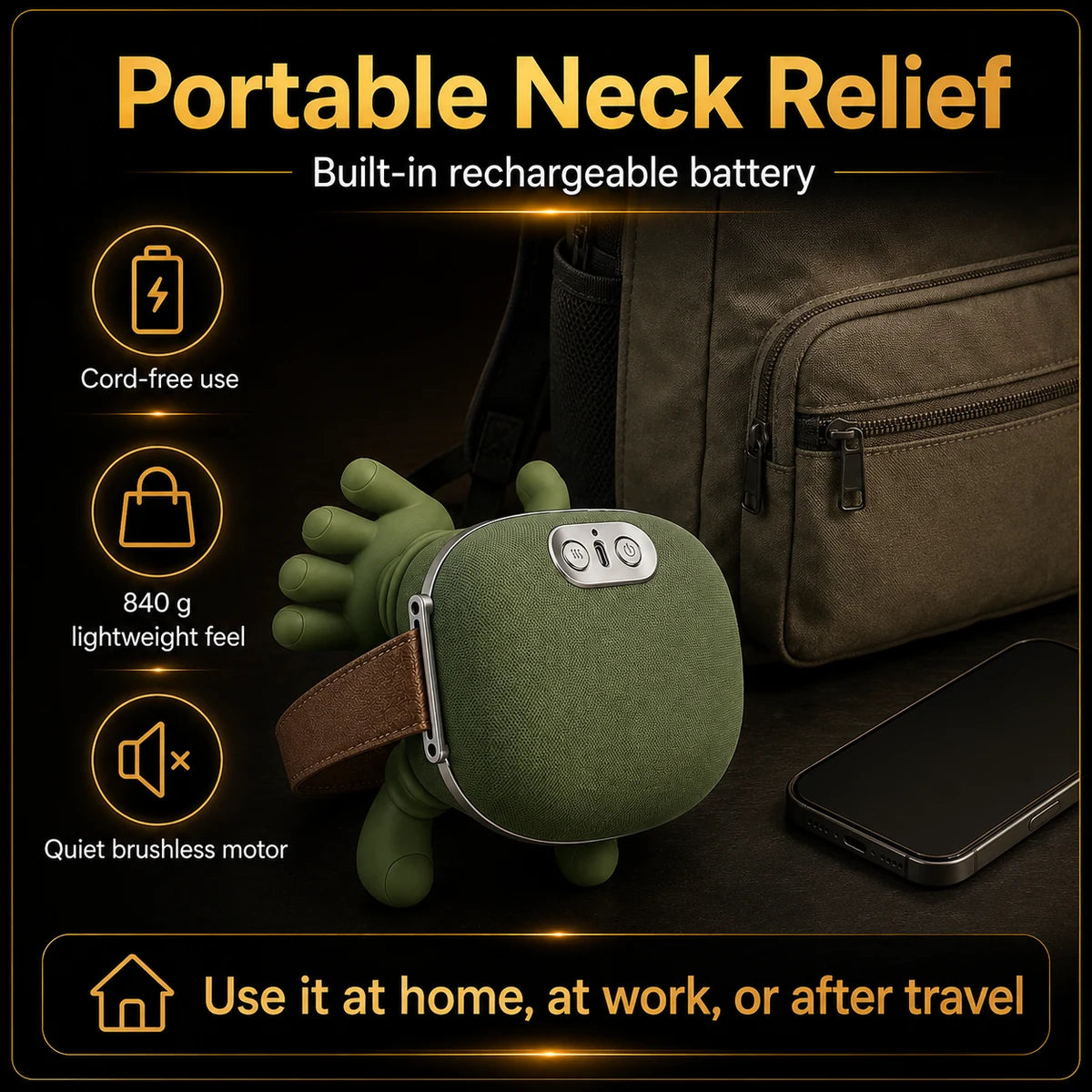 Portable Neck, Shoulder & Lower Back Massager with 3 Modes